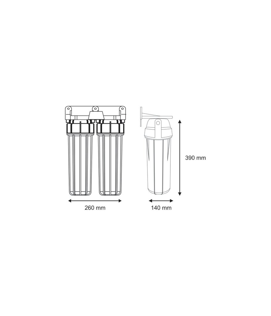 10" Divu korpusu filtru sistēmas aukstajam ūdenim Aquafilter FHPRCL-B-TWIN sērijas цена и информация | Ūdens attīrīšanas sistēmas un filtri | 220.lv