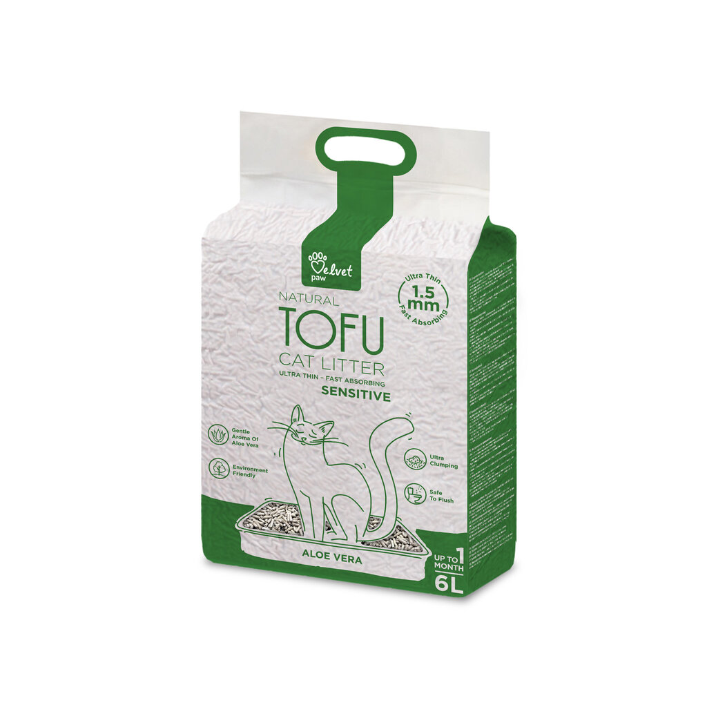 Velvet Paw pakaiši jutīgiem kaķiem, ar alvejas ekstraktu Tofu, 6 L цена и информация | Smiltis un pakaiši | 220.lv