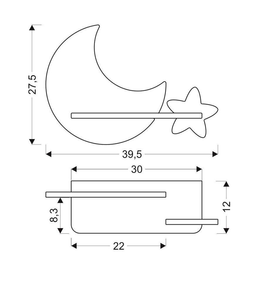 Candellux sienas bērnu LED gaismeklis Mēness cena un informācija | Lampas bērnu istabai | 220.lv