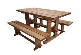 Dārza galds ar soliņiem 003, 150 cm цена и информация | Комплекты уличной мебели | 220.lv