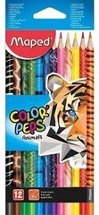 Krāsainie zīmuļi Maped Color Peps Animal, 12 krāsas cena un informācija | Modelēšanas un zīmēšanas piederumi | 220.lv