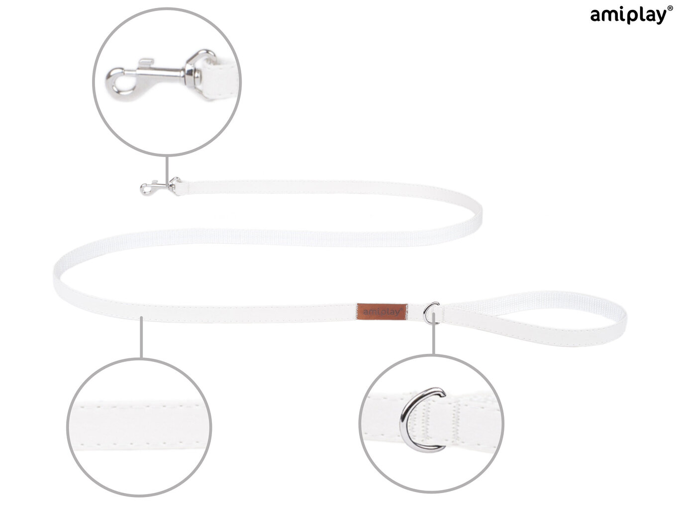 Amiplay pavada Lincoln, S, balta cena un informācija | Suņu pavadas | 220.lv