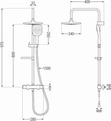 Dušas sistēma ar termostatu Mexen KX17, Chrome/White цена и информация | Душевые комплекты и панели | 220.lv