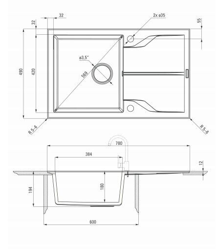 Deante granīta virtuves izlietne Deante Andante Flush ZQN T11F, Anthracite cena un informācija | Virtuves izlietnes | 220.lv