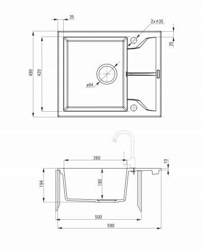 Deante granīta virtuves izlietne Deante Andante ZQN T11A, Anthracite цена и информация | Virtuves izlietnes | 220.lv