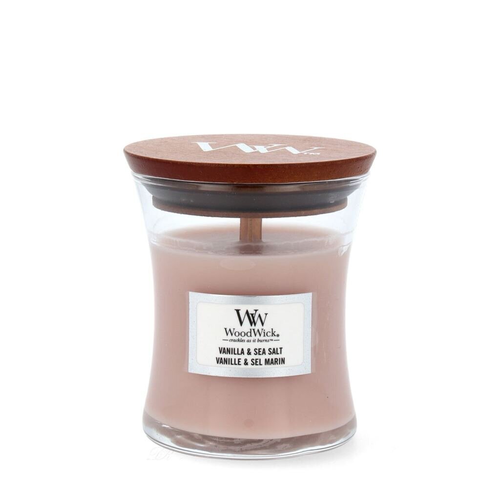 WoodWick aromātiska svece Vanilla & Sea Salt, 85 g cena un informācija | Sveces un svečturi | 220.lv