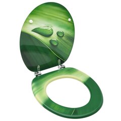 vidaXL tualetes poda sēdeklis ar vāku, MDF, zaļš, ūdens lāšu dizains cena un informācija | Piederumi tualetes podiem un bidē | 220.lv