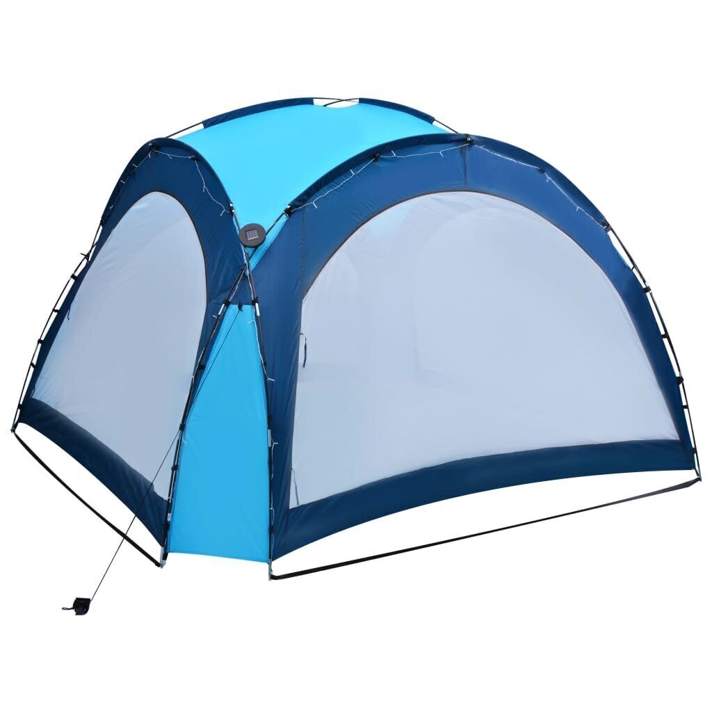 vidaXL svinību telts ar LED un 4 sānu sienām, 3,6x3,6x2,3 m, zila cena un informācija | Dārza nojumes un lapenes | 220.lv