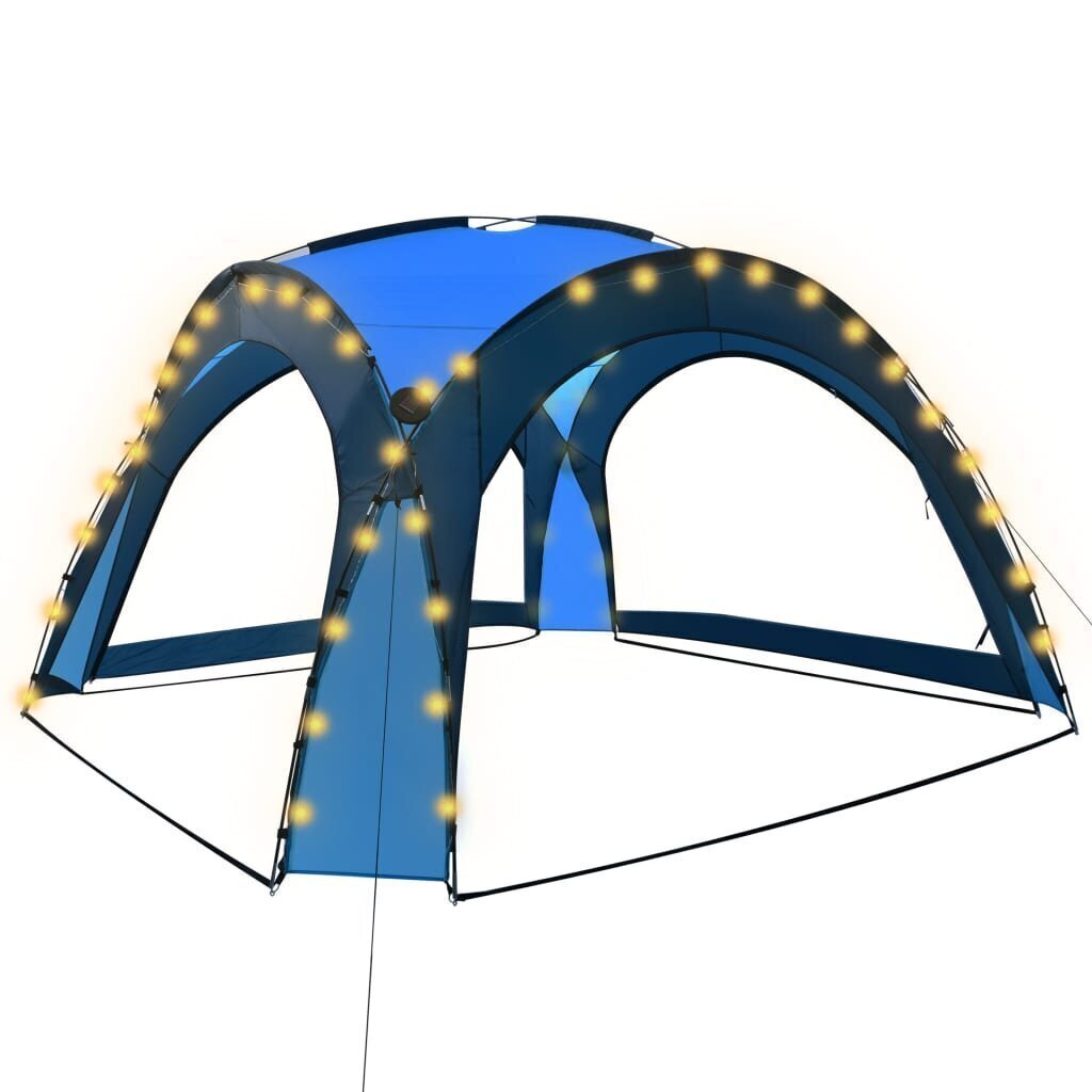 vidaXL svinību telts ar LED un 4 sānu sienām, 3,6x3,6x2,3 m, zila цена и информация | Dārza nojumes un lapenes | 220.lv