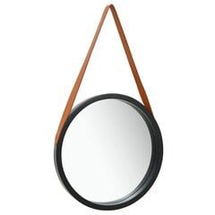 vidaXL sienas spogulis ar siksnu, 40 cm, melns цена и информация | Зеркала | 220.lv