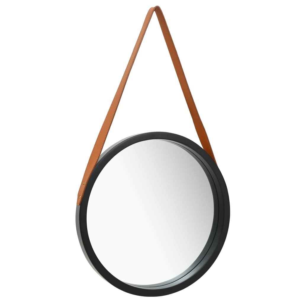 vidaXL sienas spogulis ar siksnu, 40 cm, melns цена и информация | Spoguļi | 220.lv