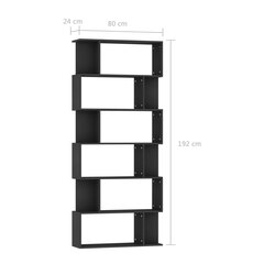 vidaXL grāmatu plaukts, 80x24x192 cm, melns, skaidu plāksne cena un informācija | Plaukti | 220.lv