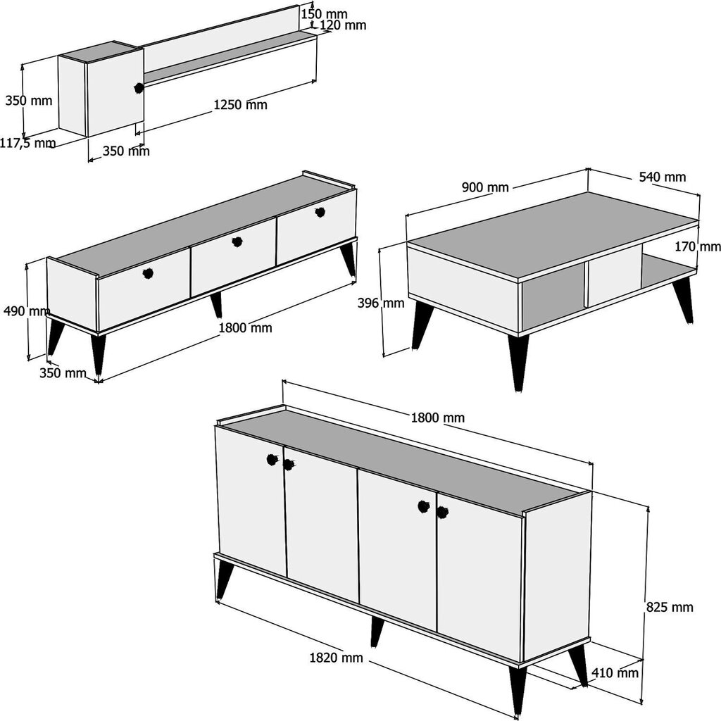 Viesistabas mēbeļu komplekts Kalune Design 566(II), tumši brūns цена и информация | Sekcijas | 220.lv