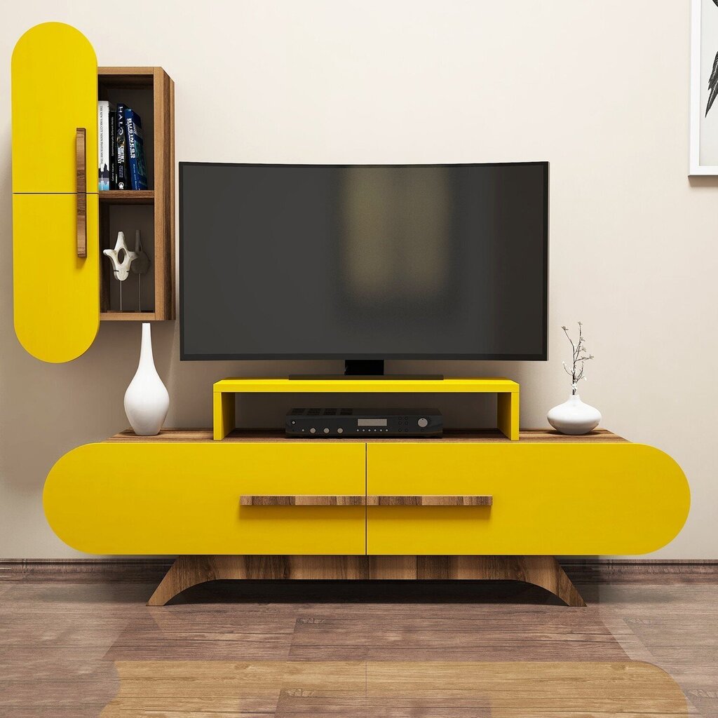 Dzīvojamās istabas mēbeļu komplekts Kalune Design 845(LVI), brūns/dzeltens цена и информация | Sekcijas | 220.lv