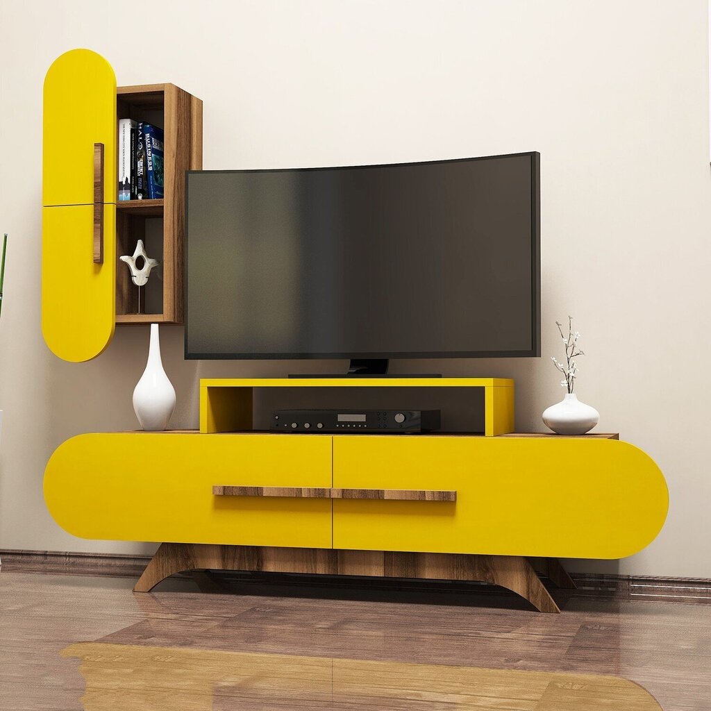 Dzīvojamās istabas mēbeļu komplekts Kalune Design 845(LVI), brūns/dzeltens cena un informācija | Sekcijas | 220.lv