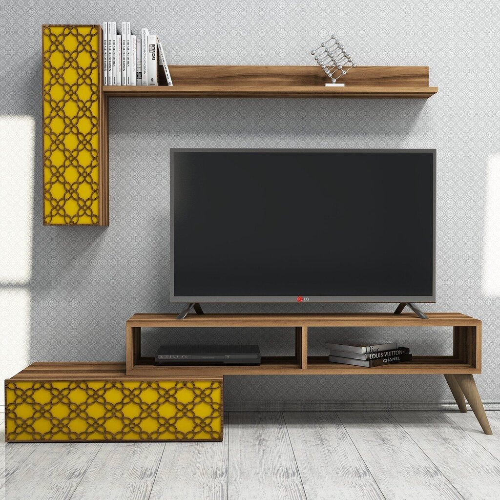 Dzīvojamās istabas mēbeļu komplekts Kalune Design 845(LVIII), brūns/dzeltens cena un informācija | Sekcijas | 220.lv