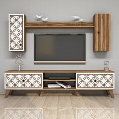 Dzīvojamās istabas mēbeļu komplekts Kalune Design 845(LV), brūns/balts cena un informācija | Sekcijas | 220.lv