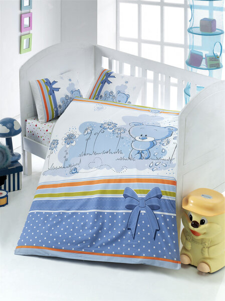 Bērnu gultas veļas komplekts Bear, 4 daļas cena un informācija | Bērnu gultas veļa | 220.lv