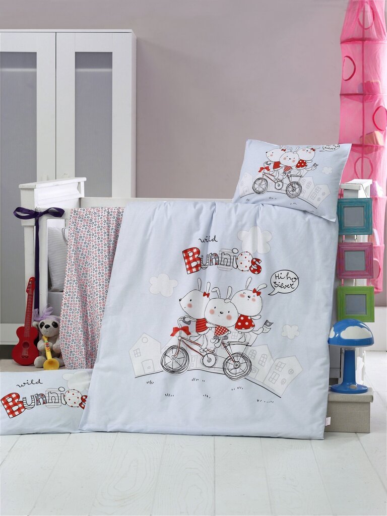Bērnu gultas veļas komplekts Bunnies, 4 daļas цена и информация | Bērnu gultas veļa | 220.lv