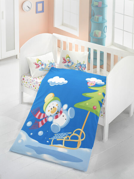 Bērnu gultas veļas komplekts Snow Man, 4 daļas cena un informācija | Bērnu gultas veļa | 220.lv