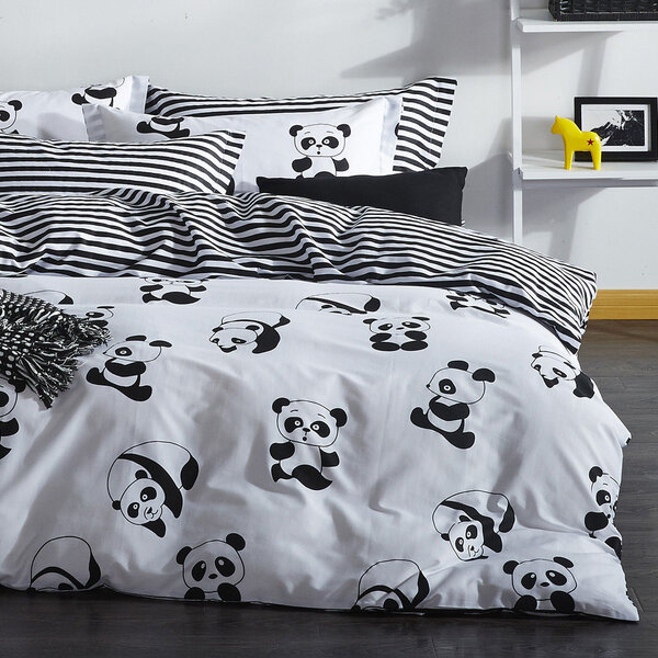 Bērnu gultas veļas komplekts Panda, 200x220, 4 daļas