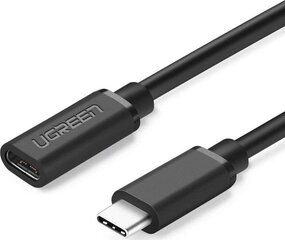 Pagarināšanas kabelis USB Ugreen Type C 3.1 (female) - USB Type C 3.1 (male) 0,5 m, melns (40574) цена и информация | Кабели для телефонов | 220.lv