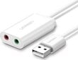 Adapteris USB Ugreen 2.0 - 3,5 mm mini jack (US205 30143), balts cena un informācija | Adapteri un USB centrmezgli | 220.lv