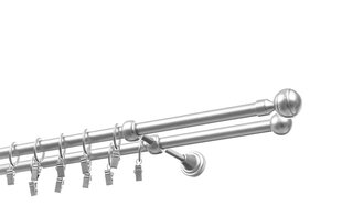 Dubultā karnīze metāls 16 mm + 16 mm ELIZA, 150 cm, matēts hroms cena un informācija | Aizkaru stangas, karnīzes | 220.lv