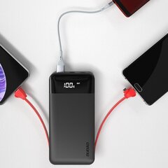 Зарядное устройство Dudao 2x USB 10000мАч 2A встроенный кабель 3в1 Lightning / USB Type C / micro USB 3A (K1A черный) цена и информация | Зарядные устройства Power bank | 220.lv