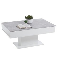 FMD kafijas galdiņš, betona pelēka un balta krāsa cena un informācija | Žurnālgaldiņi | 220.lv