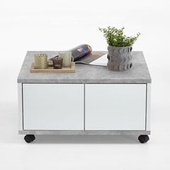 FMD kafijas galdiņš, 70x70x35,5 cm, spīdīgi baltā un betona krāsā цена и информация | Журнальные столики | 220.lv