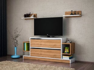 Dzīvojamās istabas mēbeļu komplekts Kalune Design 756(VII), balts/brūns cena un informācija | Sekcijas | 220.lv