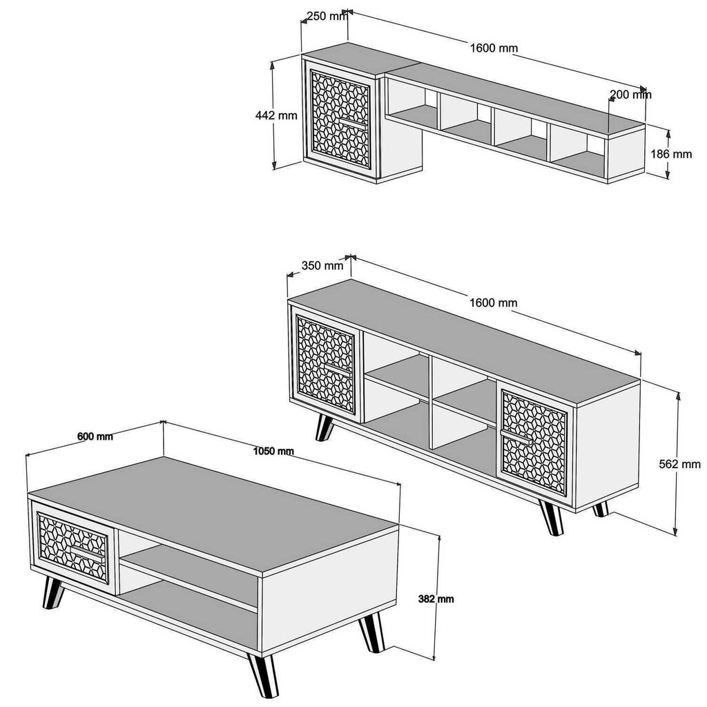 Viesistabas mēbeļu komplekts Kalune Design 845(XIX), brūns cena un informācija | Sekcijas | 220.lv