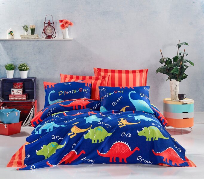 Bērnu gultas veļas komplekts Dinozaurs, 200x235, 4 daļas cena un informācija | Bērnu gultas veļa | 220.lv
