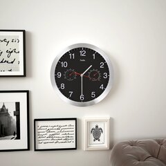 vidaXL sienas pulkstenis ar higrometru un termometru, kvarca mehānisms cena un informācija | Pulksteņi | 220.lv