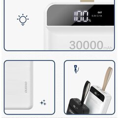 Ārējā baterija Dudao 30000 mAh 3x USB, ar LED lampiņu, balta (K8s+ white) цена и информация | Зарядные устройства Power bank | 220.lv