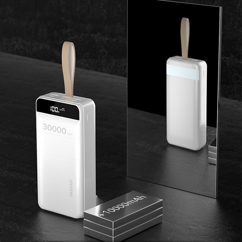 Ārējā baterija Dudao 30000 mAh 3x USB, ar LED lampiņu, balta (K8s+ white) цена и информация | Lādētāji-akumulatori (Power bank) | 220.lv