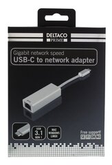 Сетевой адаптер Deltaco Prime USBC-1077, RJ45/USB-C цена и информация | Кабели и провода | 220.lv