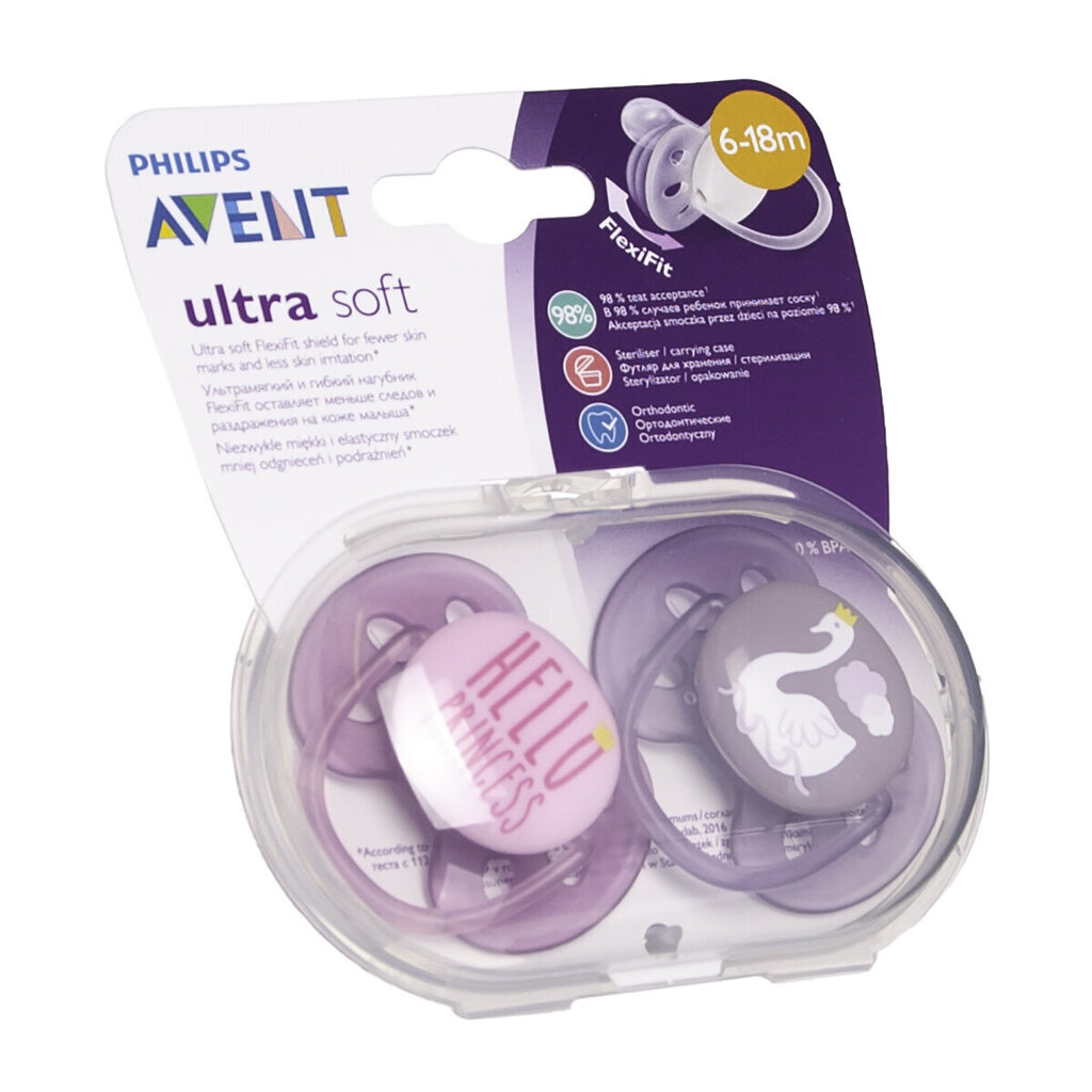 Silikona knupītis Philips Avent Ultra Soft, 6-18 mēn., SCF223/02, 2 gab. cena un informācija | Knupīši | 220.lv