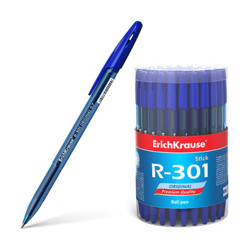 Ручка шариковая ErichKrause® R-301 Original Stick 0.7, цвет чернил синий (в тубусе по 60 шт.) цена и информация | Письменные принадлежности | 220.lv