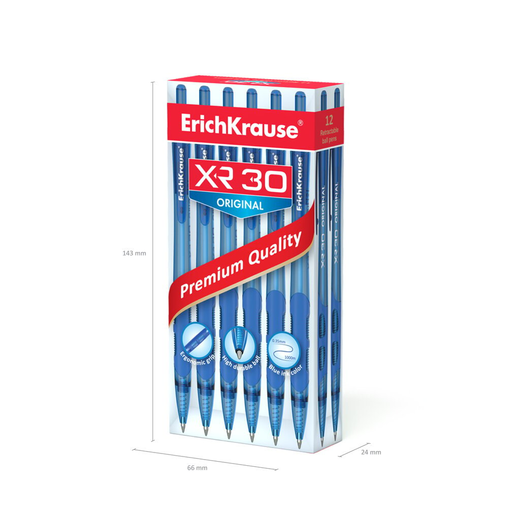 Automātiska lodīšu pildspalva ErichKrause® XR-30 Original, tintes krāsa - zila (kastē 12 gab.) cena un informācija | Rakstāmpiederumi | 220.lv