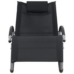 vidaXL sauļošanās zvilnis ar spilvenu, melns tekstilēns cena un informācija | Sauļošanās krēsli | 220.lv