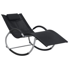 vidaXL sauļošanās zvilnis ar spilvenu, melns tekstilēns cena un informācija | Sauļošanās krēsli | 220.lv