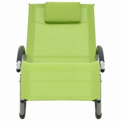 vidaXL sauļošanās zvilnis ar spilvenu, zaļš tekstilēns cena un informācija | Sauļošanās krēsli | 220.lv