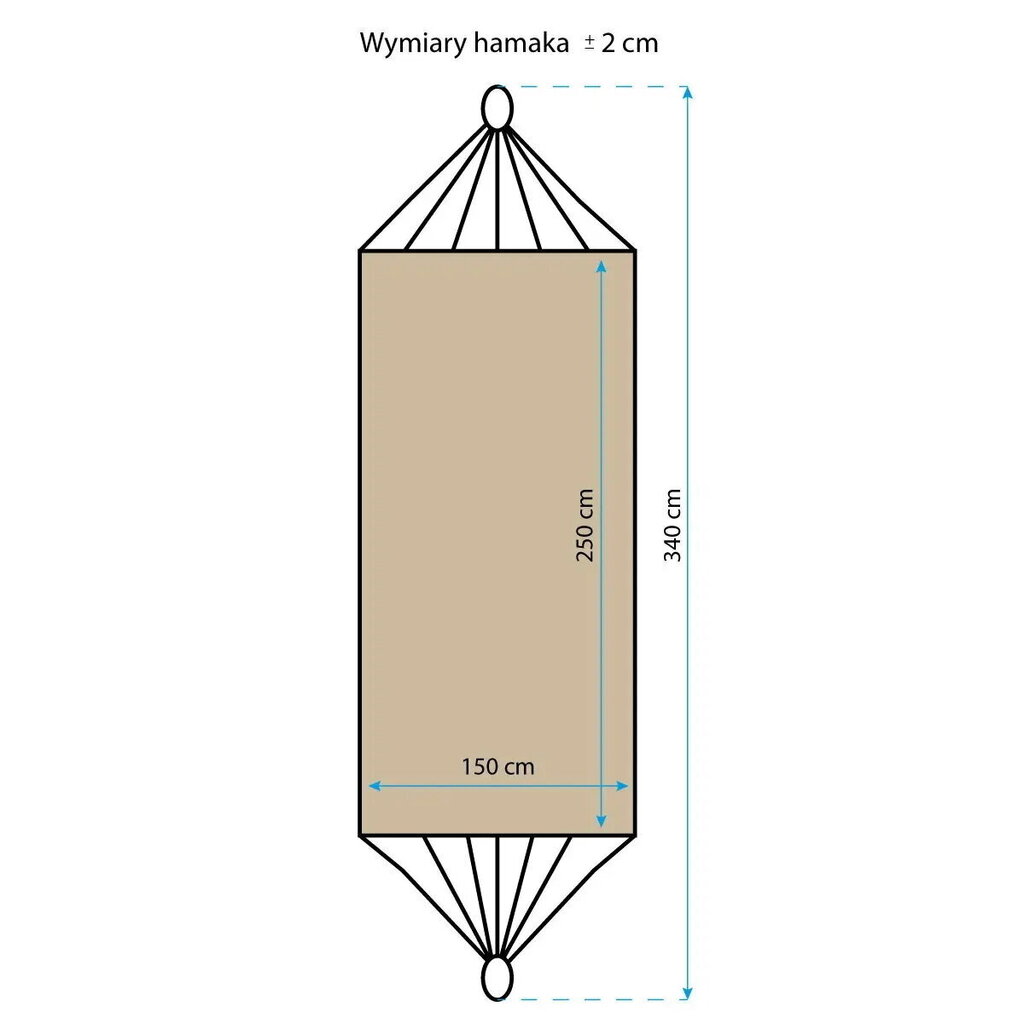 Divvietīgs šūpuļtīkls Royokamp Classic XXL 250x150cm, zils цена и информация | Šūpuļtīkli | 220.lv