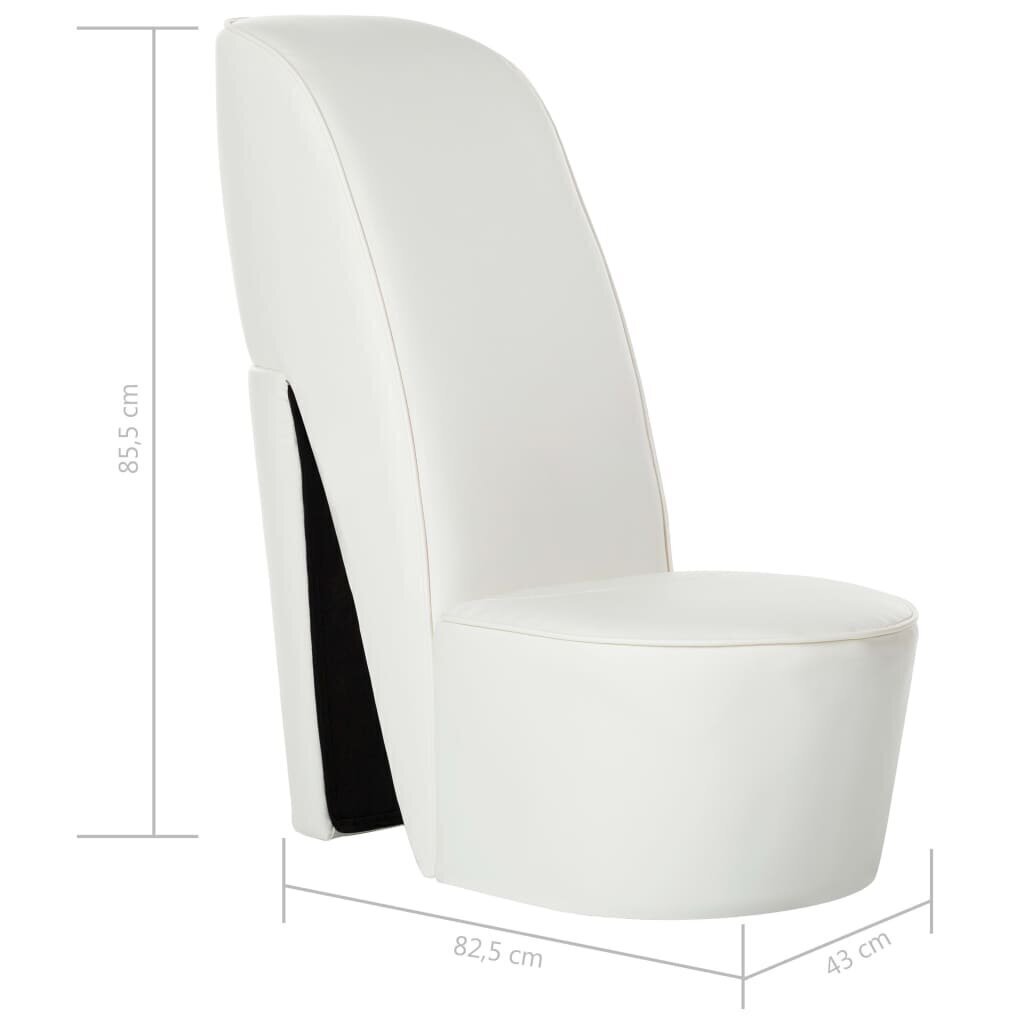 vidaXL krēsls, augstpapēžu kurpes dizains, balta mākslīgā āda cena un informācija | Dārza krēsli | 220.lv