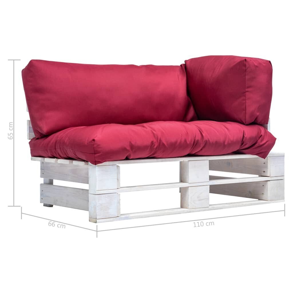 vidaXL dārza palešu dīvāns ar sarkaniem matračiem, priedes koks cena un informācija | Dārza krēsli | 220.lv