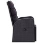 vidaXL atgāžams dārza krēsls ar matraci, melna PE rotangpalma cena un informācija | Dārza krēsli | 220.lv