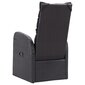 vidaXL atgāžams dārza krēsls ar matraci, melna PE rotangpalma цена и информация | Dārza krēsli | 220.lv