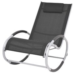 vidaXL dārza šūpuļkrēsls, melns tekstilēns cena un informācija | Dārza krēsli | 220.lv